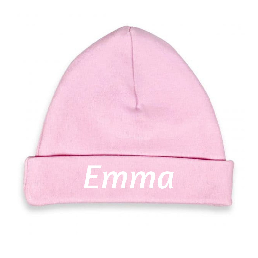 Baby hat with embroidered name